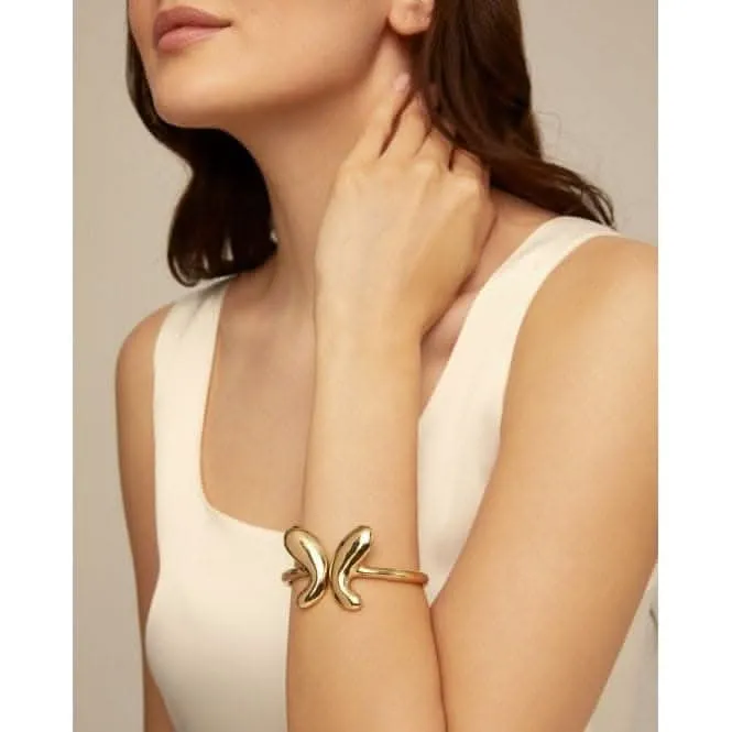 18K Gold Plated Butterfly Wings Large Bangle PUL2387ORO0000M Unode50 Jewelry And Accessories