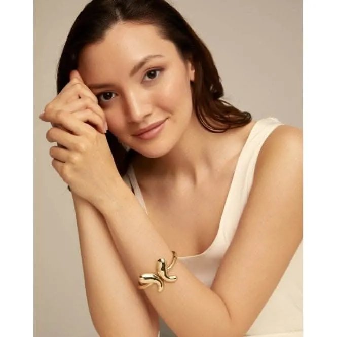 18K Gold Plated Butterfly Wings Large Bangle PUL2387ORO0000M Unode50 Jewelry And Accessories