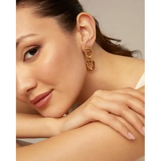 18K Gold Plated Groovy Earrings PEN0931ORO0000U Unode50 Jewelry And Accessories