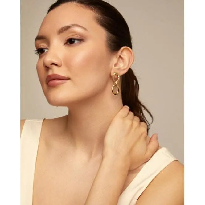 18K Gold Plated Groovy Earrings PEN0931ORO0000U Unode50 Jewelry And Accessories