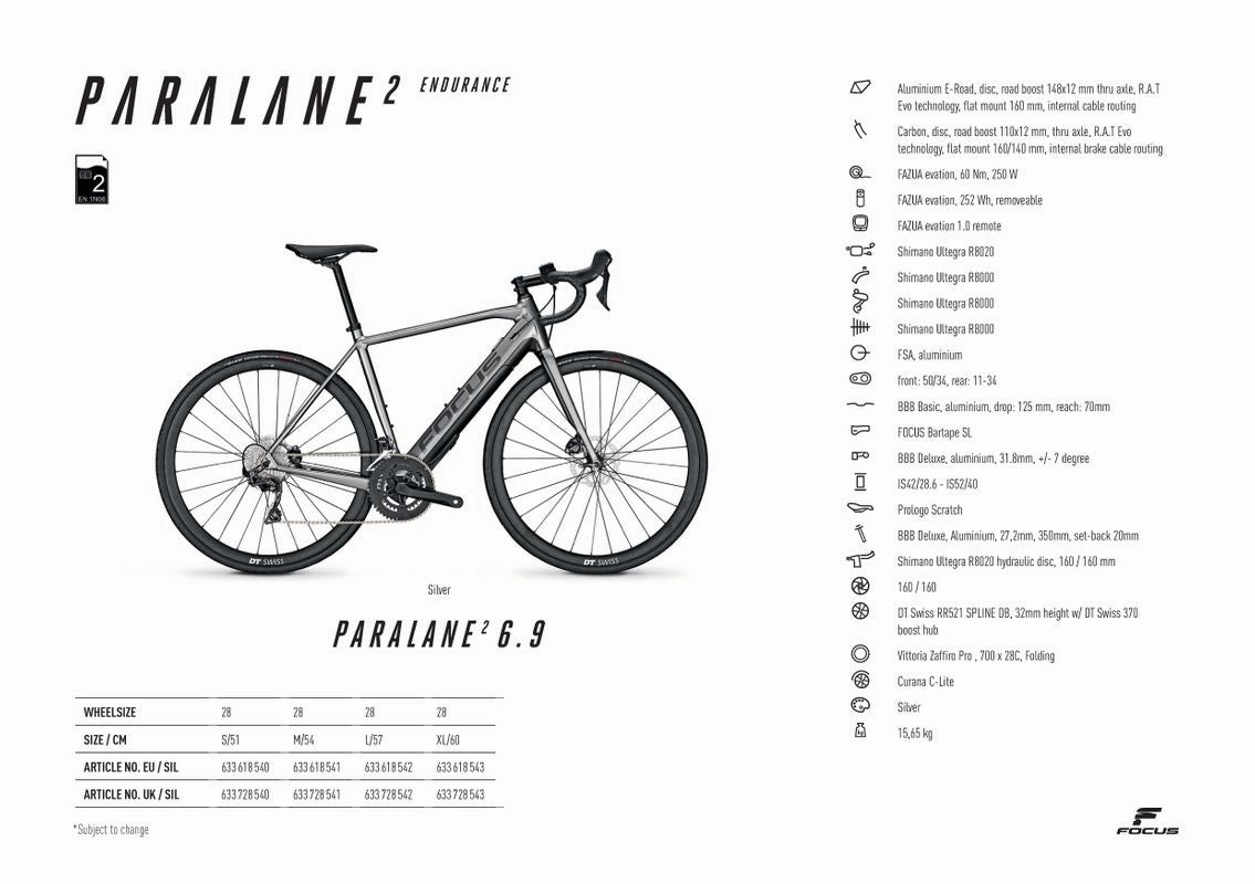 2021 Focus Paralane2 Alloy 6.9 Ultegra