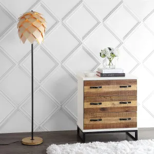 63" Pinecone Wood/Metal LED Floor Lamp