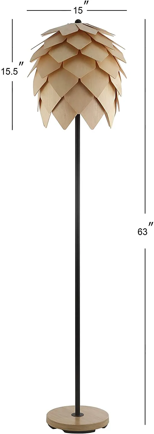63" Pinecone Wood/Metal LED Floor Lamp