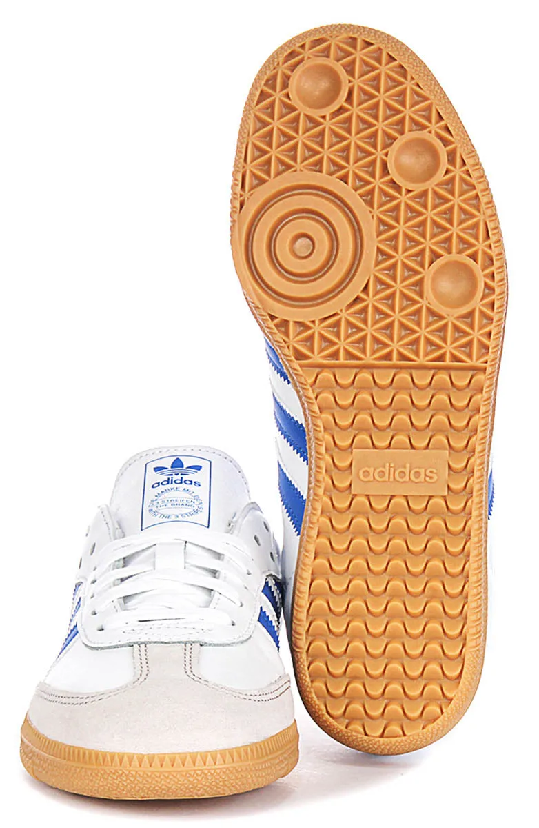 Adidas Samba OG In White Blue For Youth Shoes Adidas
