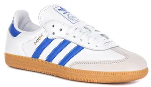 Adidas Samba OG In White Blue For Youth Shoes Adidas