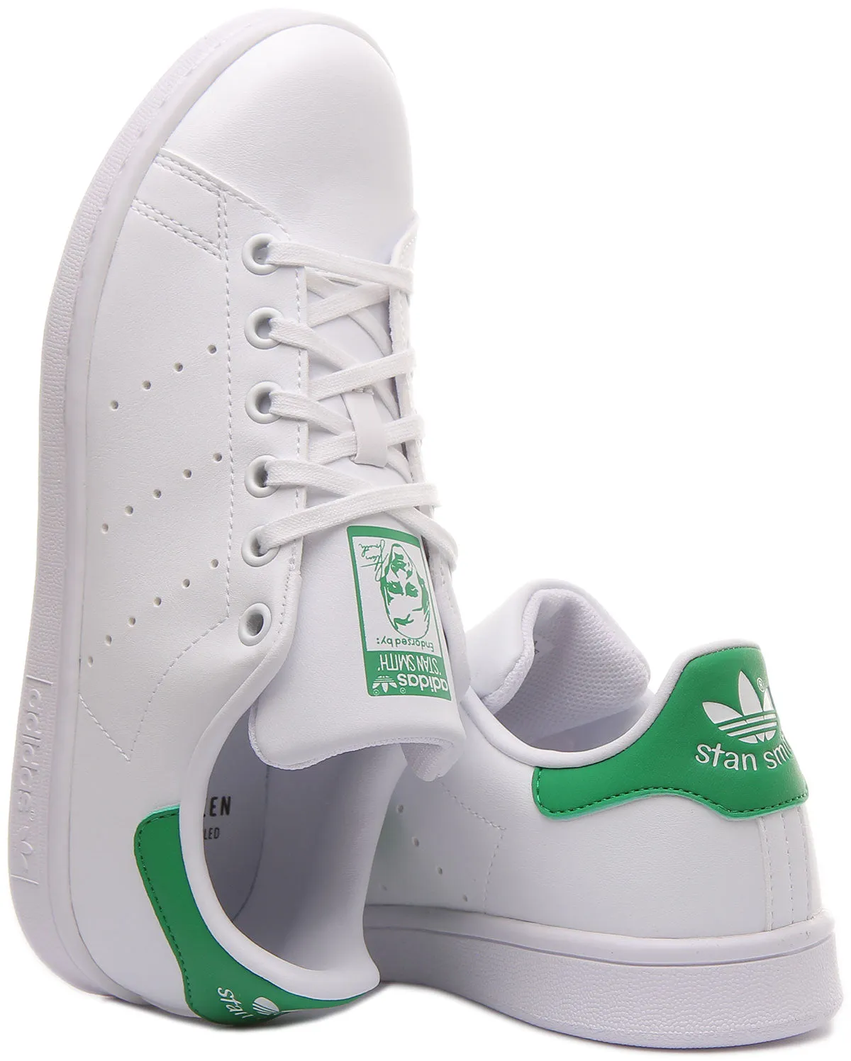 Adidas Stan Smith J In White Green For Junior Shoes Adidas