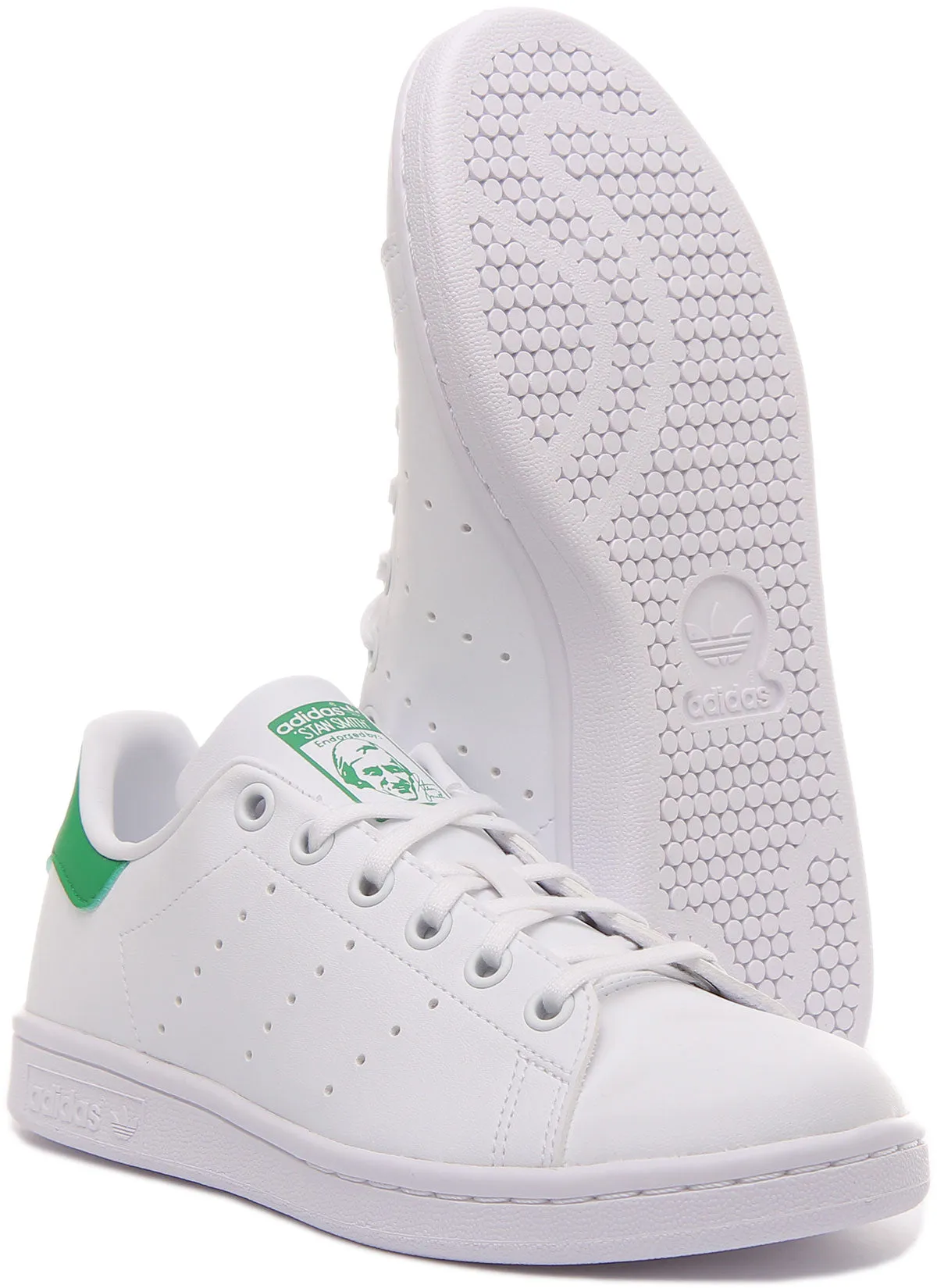 Adidas Stan Smith J In White Green For Junior Shoes Adidas