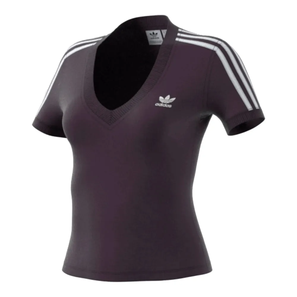 adidas Women's 3 Striped V-Neck Tee Adidas