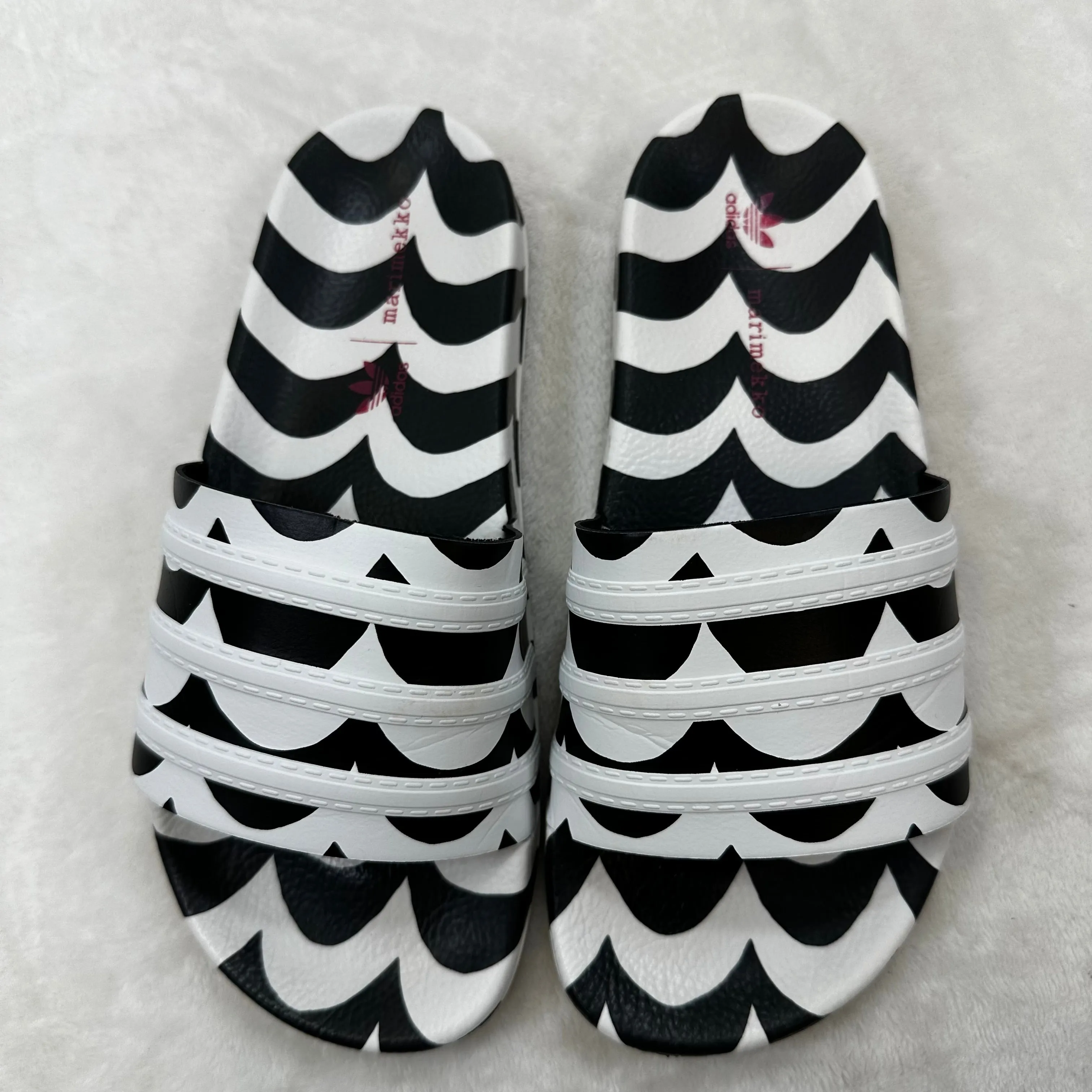 Adilette Marimekko Sandals & Slide By Adidas In Black White, Size: 7 adidas