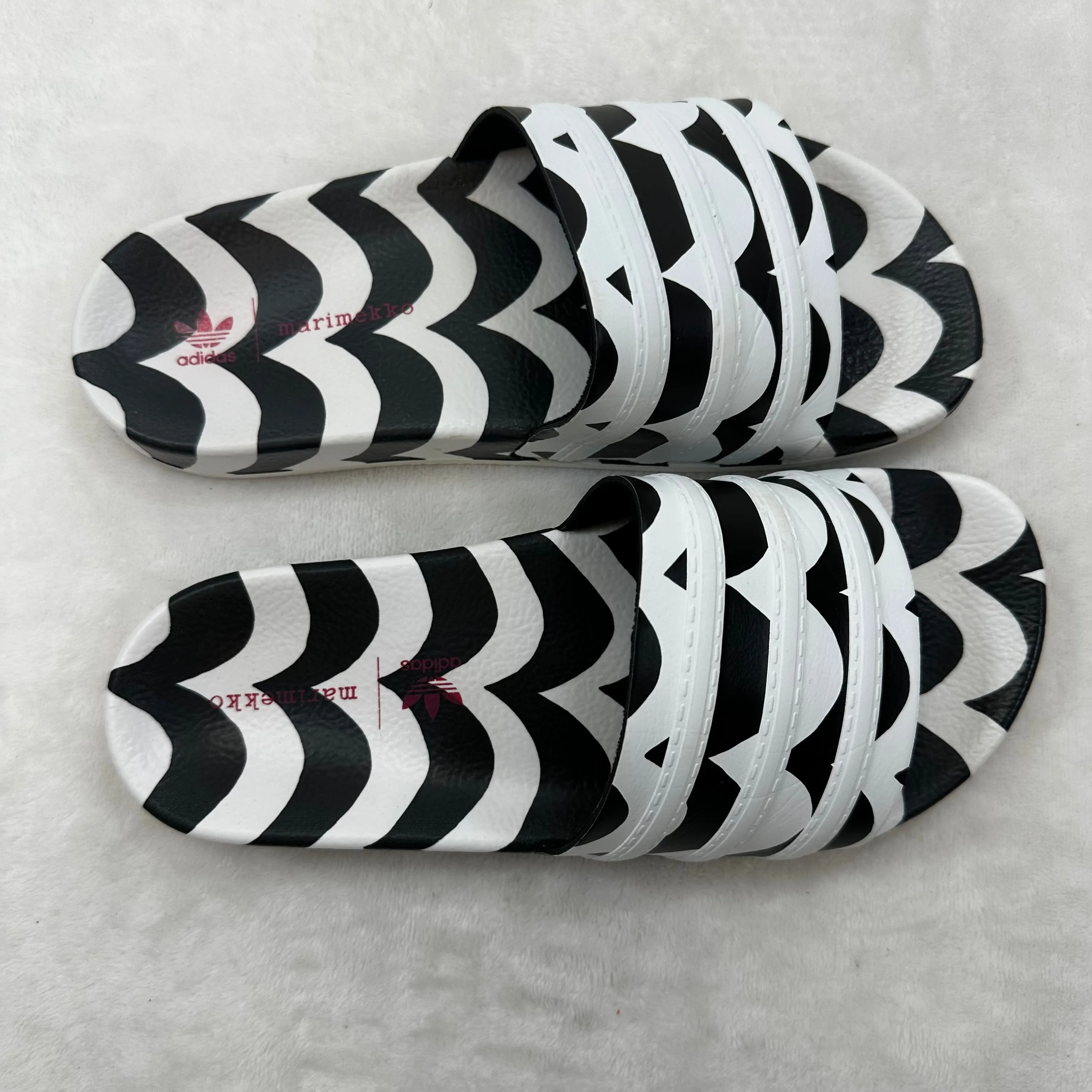 Adilette Marimekko Sandals & Slide By Adidas In Black White, Size: 7 adidas