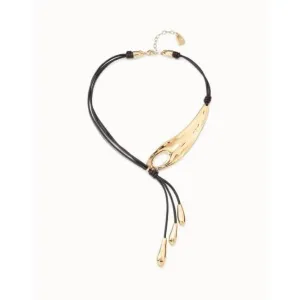 Big Leaf Golden Leather Necklace Unode50 Jewelry And Accessories