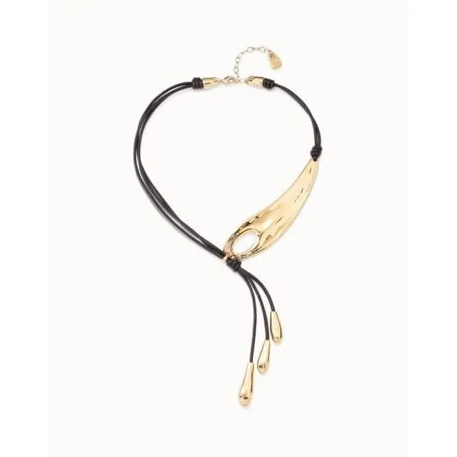 Big Leaf Golden Leather Necklace Unode50 Jewelry And Accessories