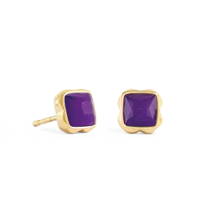 Birthstone February Earrings Sugilite Gold