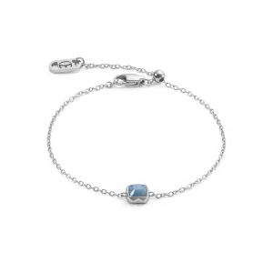 Birthstone March Bracelet Blue Aventurine Silver