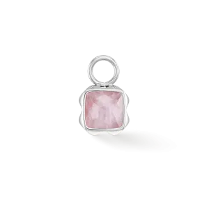 Birthstone October Charm Rose Quartz Silver