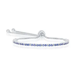 Classic Jewelry Sterling Silver 2mm Sapphire CZ 'September Birthstone' Bracelet