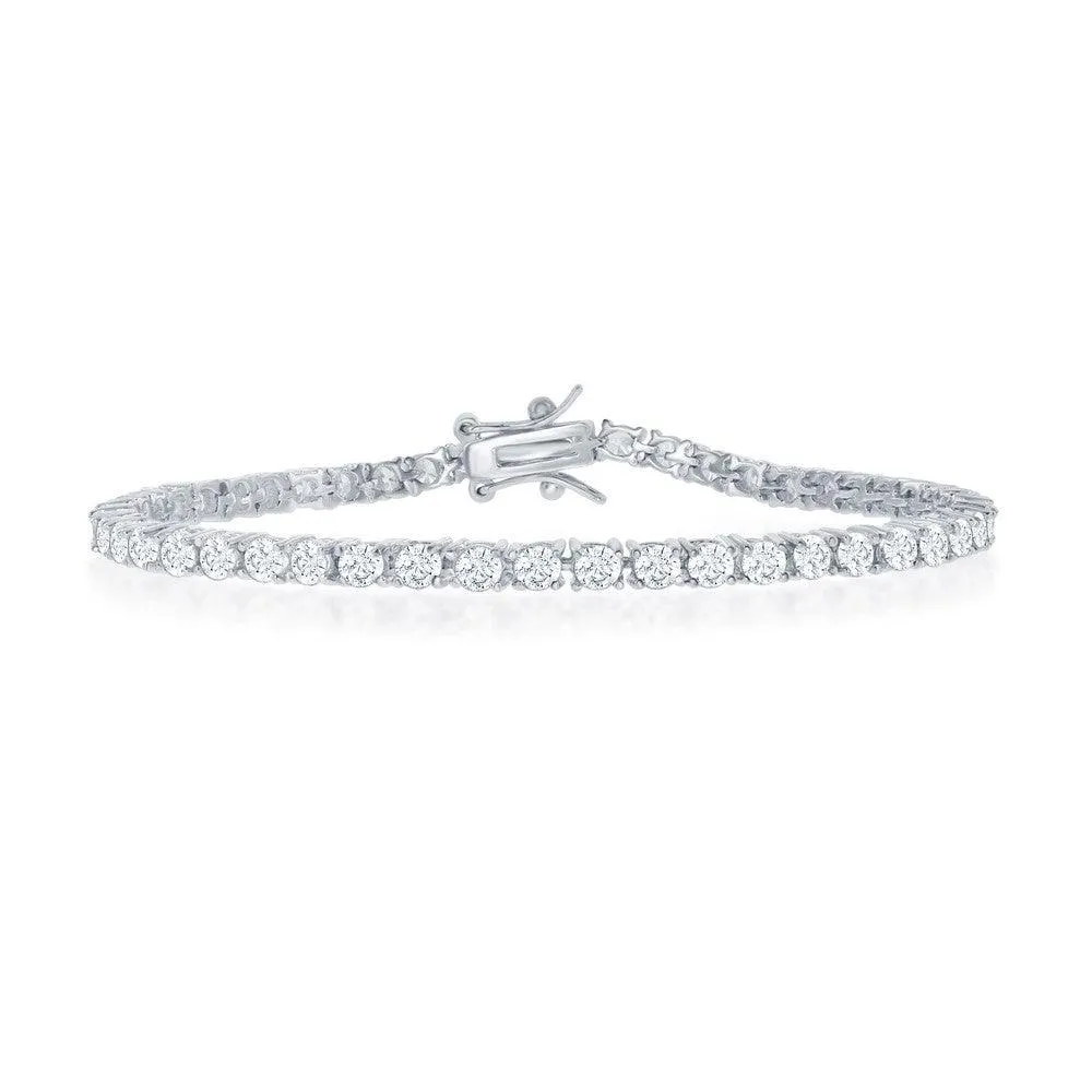 Classic Jewelry Sterling Silver 3mm Prong-Set Round CZ Tennis Bracelet, 7.5"