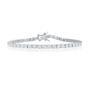 Classic Jewelry Sterling Silver 3mm Prong-Set Round CZ Tennis Bracelet, 7.5"