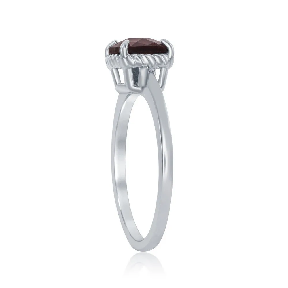 Classic Jewelry Sterling Silver 4 Prong Square Garnet Ring - W-1986