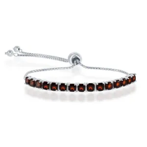 Classic Jewelry Sterling Silver 4mm Garnet Adjustable Tennis Bolo Bracelet