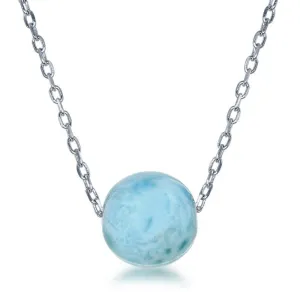 Classic Jewelry Sterling Silver 8mm Larimar Bead Necklace