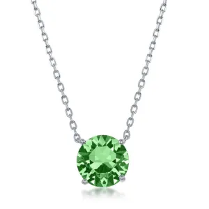 Classic Jewelry Sterling Silver 8mm Peridot "August" Swarovski Element Necklace