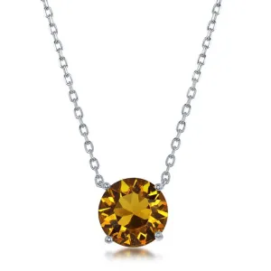 Classic Jewelry Sterling Silver 8mm Topaz "November" Swarovski Element Necklace
