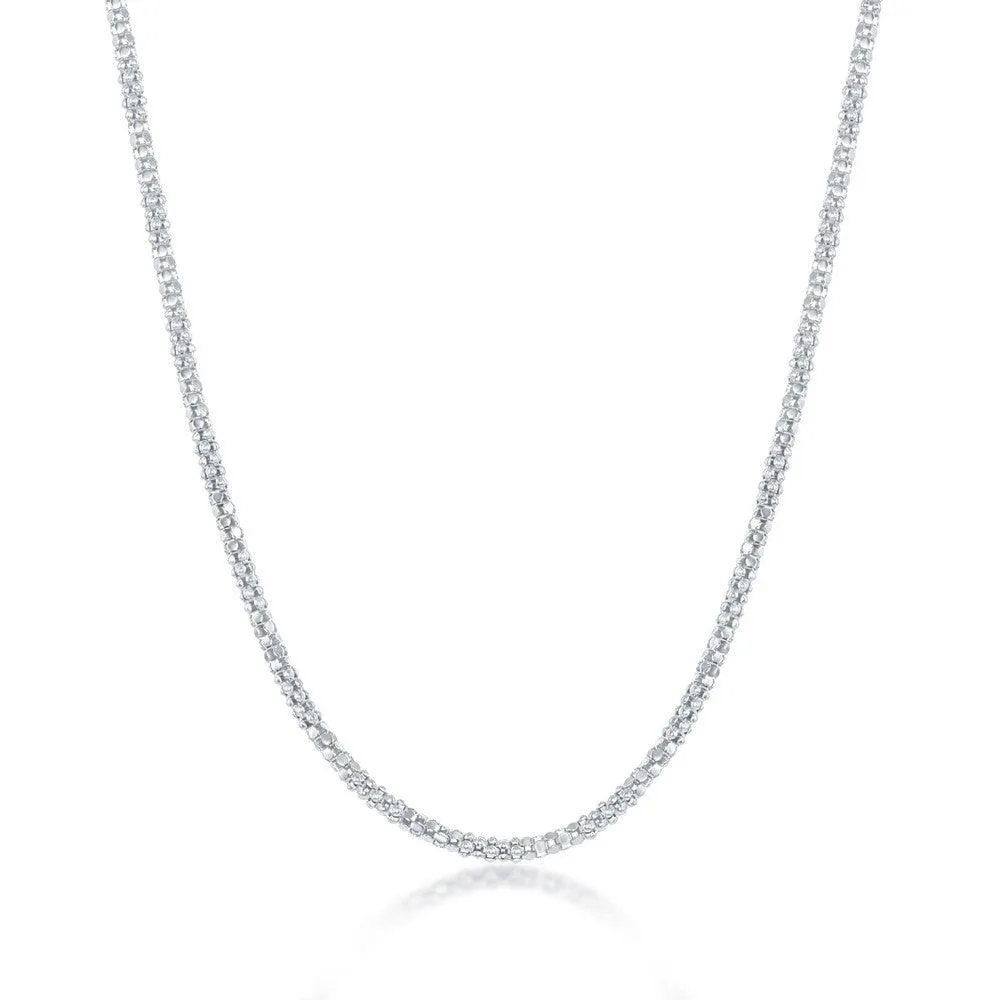 Classic Jewelry Sterling Silver Alternating Coreana and Popcorn Chain, 18"