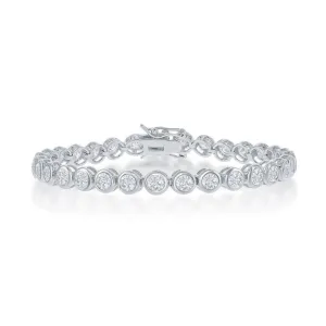 Classic Jewelry Sterling Silver Bezel Set 4mm CZ Tennis Bracelet, 7"