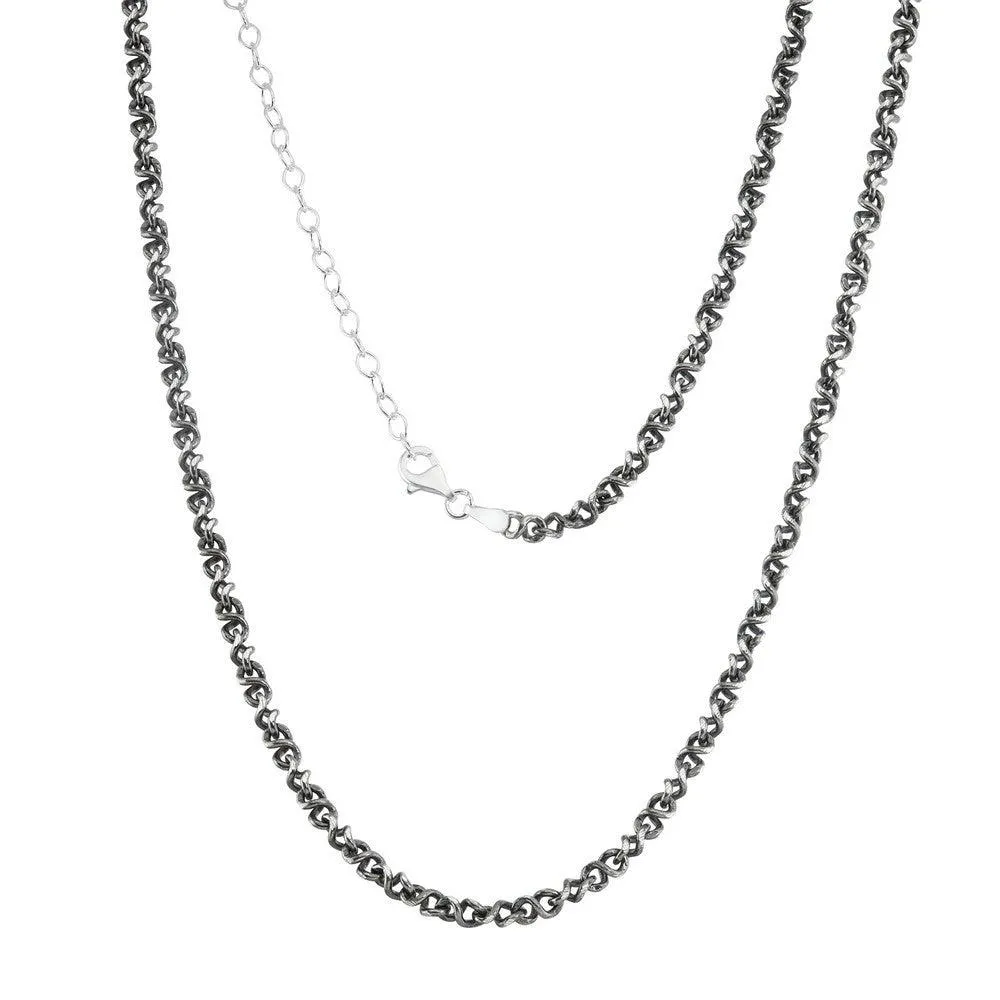 Classic Jewelry Sterling Silver Black Rhodium Infinity Chain, 17"
