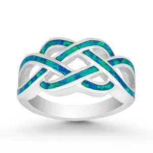 Classic Jewelry Sterling Silver Blue Inlay Opal Ring