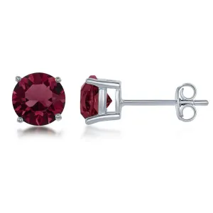 Classic Jewelry Sterling Silver Burgundy Swarovski Stud Earrings
