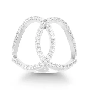 Classic Jewelry Sterling Silver CZ Double Oval Ring - W-9949
