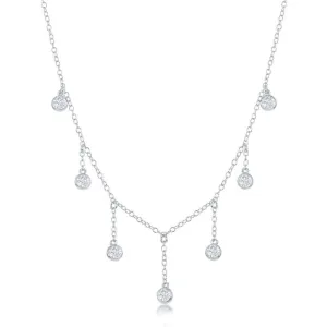 Classic Jewelry Sterling Silver Dangling Bezel-Set Cubic Zirconia's Necklace