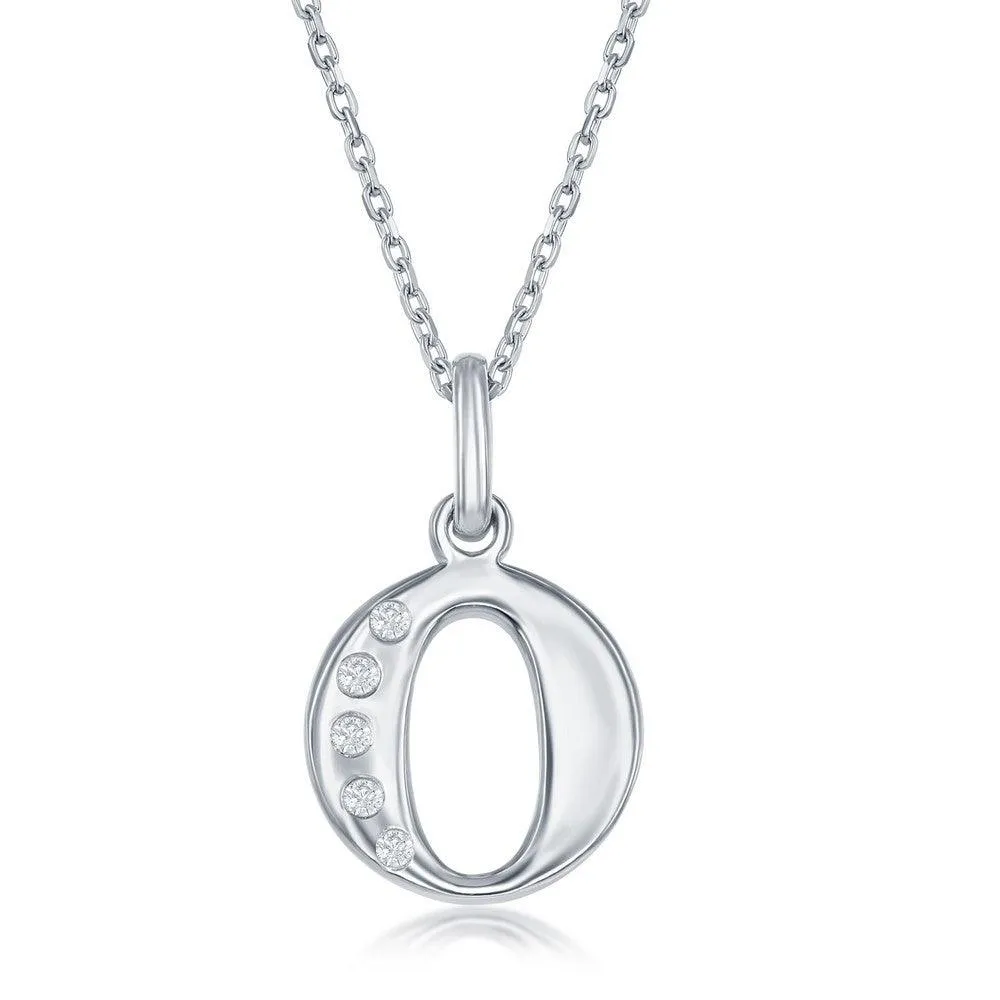 Classic Jewelry Sterling Silver Diamond "O" Initial Pendant Chain
