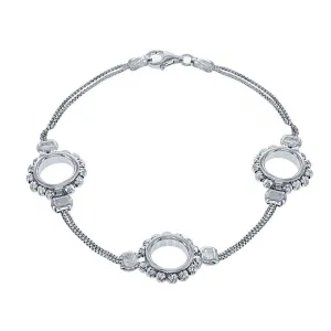 Classic Jewelry Sterling Silver Double Chain with Open Circle Bracelet, 7.5"