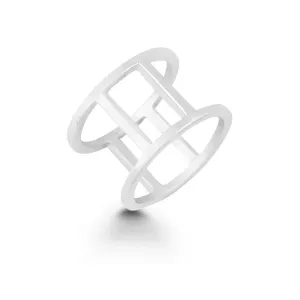 Classic Jewelry Sterling Silver Double Vertical Bars Ring - W-9942