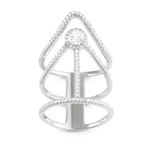 Classic Jewelry Sterling Silver Extra Long Triple Row CZ Ring - W-1632