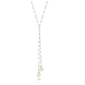 Classic Jewelry Sterling Silver Flat Mirror Chain with FWP Lariat Necklace