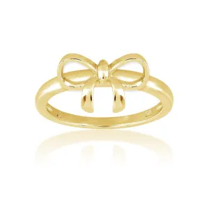 Classic Jewelry Sterling Silver Gold Plated Bow Ring - W-9825