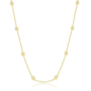 Classic Jewelry Sterling Silver Gold Plated Grid Square Beaded Chain, 16"