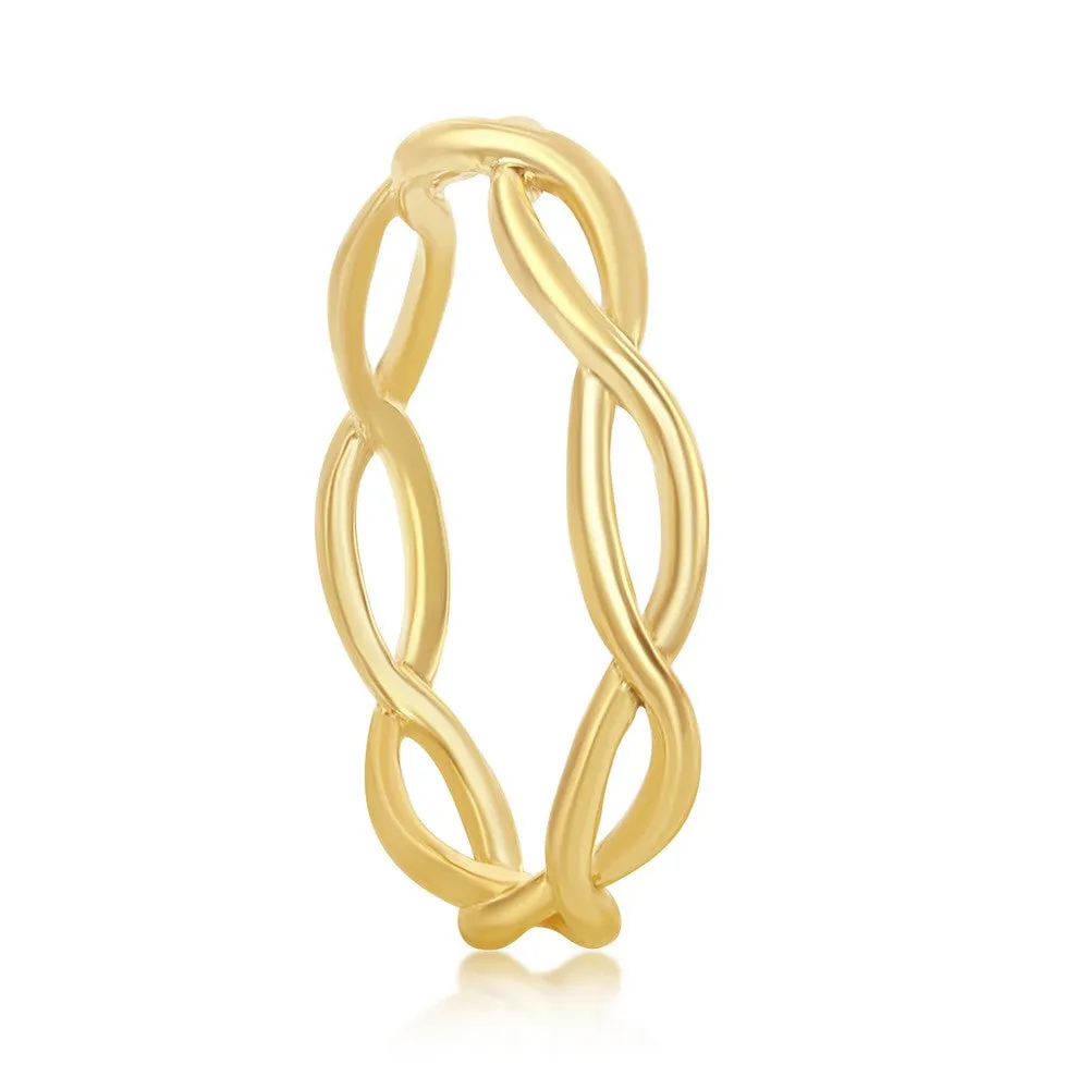 Classic Jewelry Sterling Silver Gold-Plated Intertwined Ring - W-1875