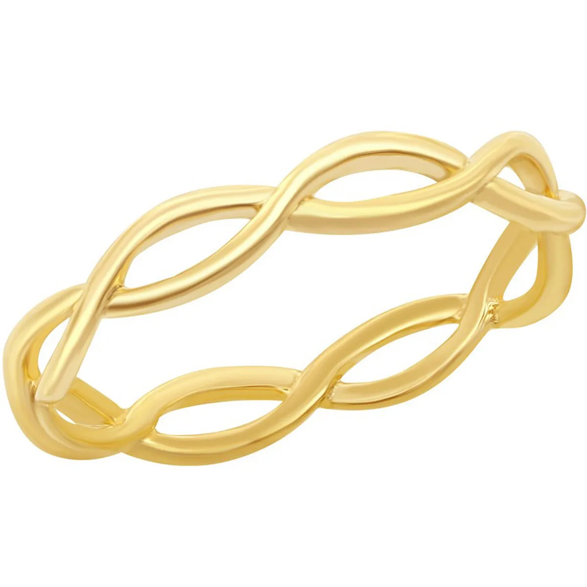 Classic Jewelry Sterling Silver Gold-Plated Intertwined Ring - W-1875