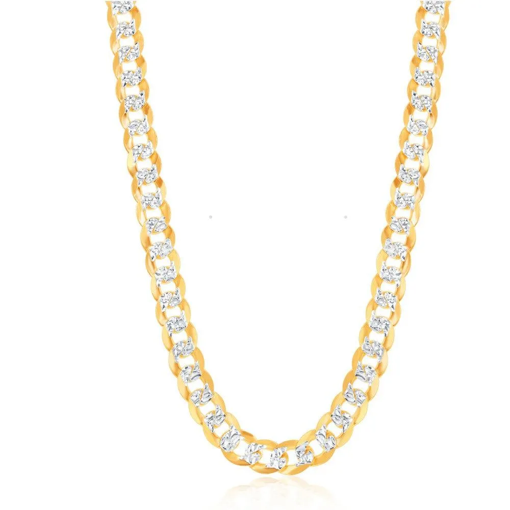 Classic Jewelry Sterling Silver GP 7.3mm Flat Pave Cuban Chain, 22"