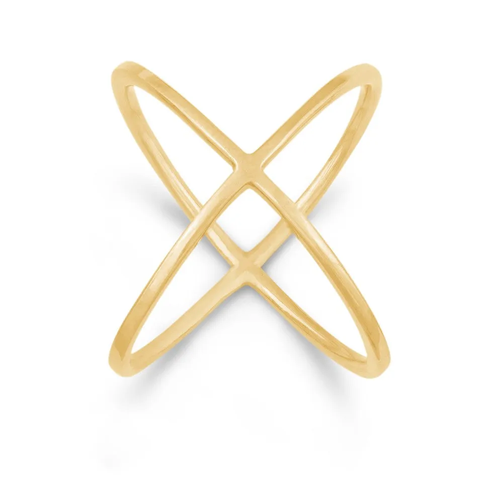 Classic Jewelry Sterling Silver GP Criss Cross X Style Ring - W-9994