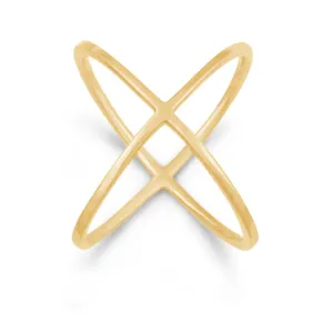 Classic Jewelry Sterling Silver GP Criss Cross X Style Ring - W-9994