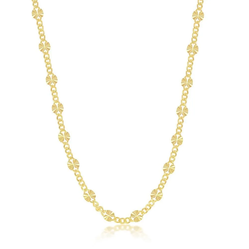 Classic Jewelry Sterling Silver GP Curb and Diamond-Cut Disc Chain, 16"