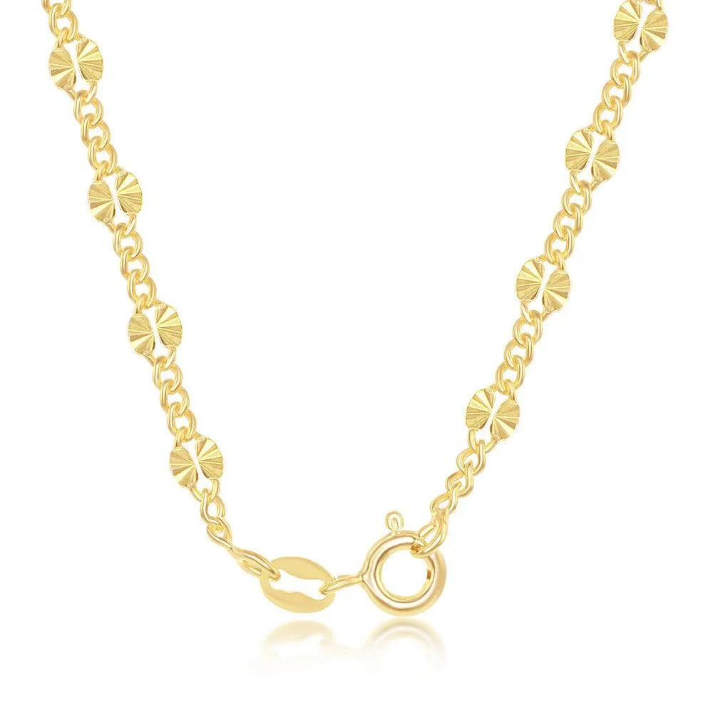Classic Jewelry Sterling Silver GP Curb and Diamond-Cut Disc Chain, 16"
