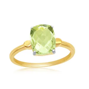 Classic Jewelry Sterling Silver GP Four-Prong Green Amethyst Ring - W-2014