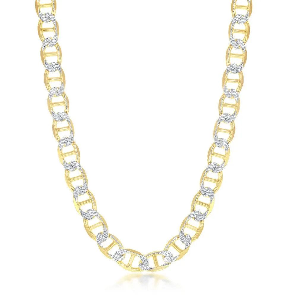 Classic Jewelry Sterling Silver GP Pave 8mm Flat Marina Chain, 22"